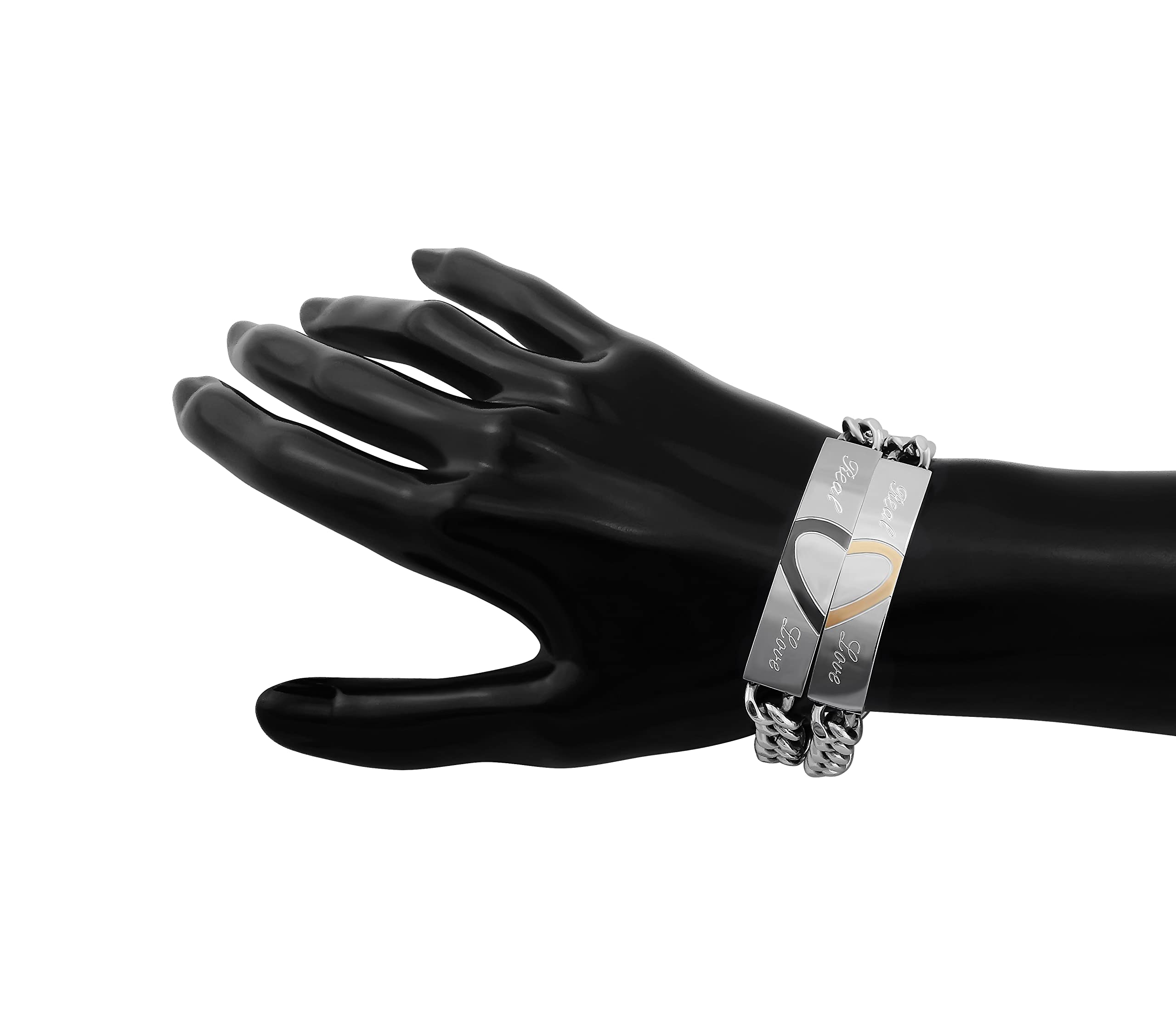 Pärchen Armband mit Gravur 2 Stück silber gold schwarz 22/21 cm | Armband personalisiert Edelstahl für Partner Familie Beste Freundin BFF | Partnerarmbänder 2er Set Armbänder für Paare
