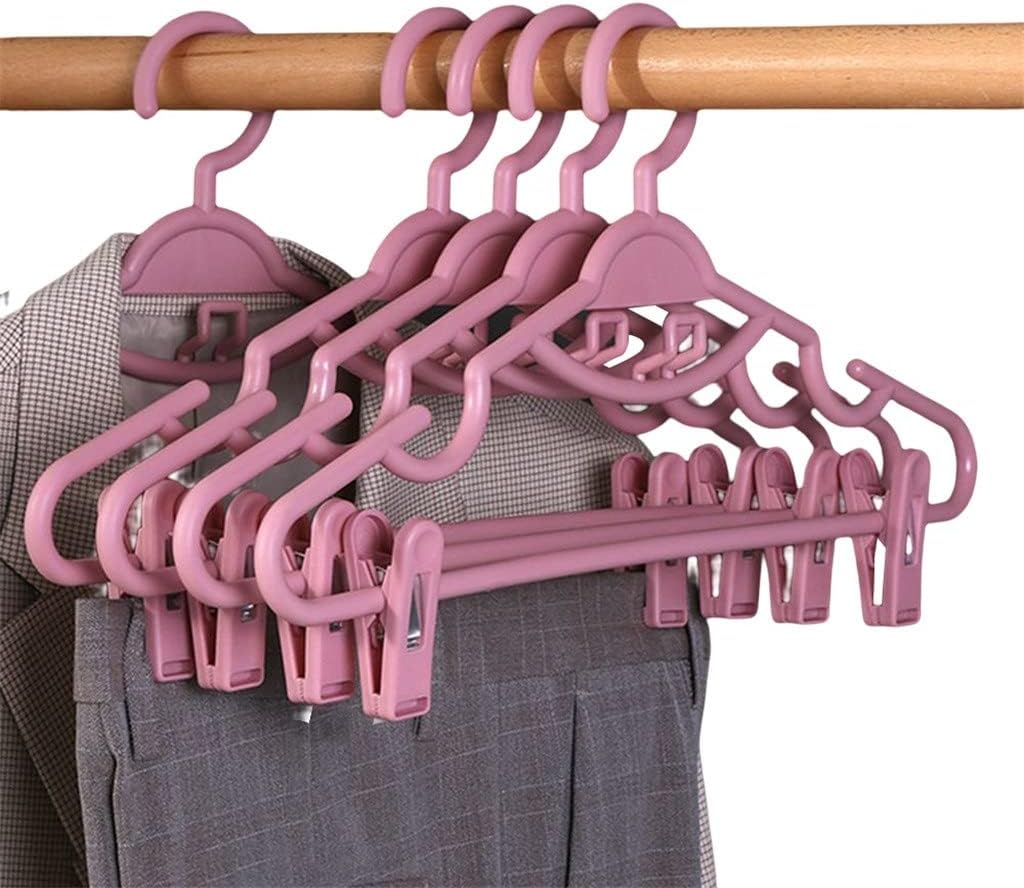 JSEIAJB 10pcs Plastic Clothes Hangers with Clips Non-Slip Skirt Pants Drying Rack Rotating Swivel Hangers Storage Organizer(E)
