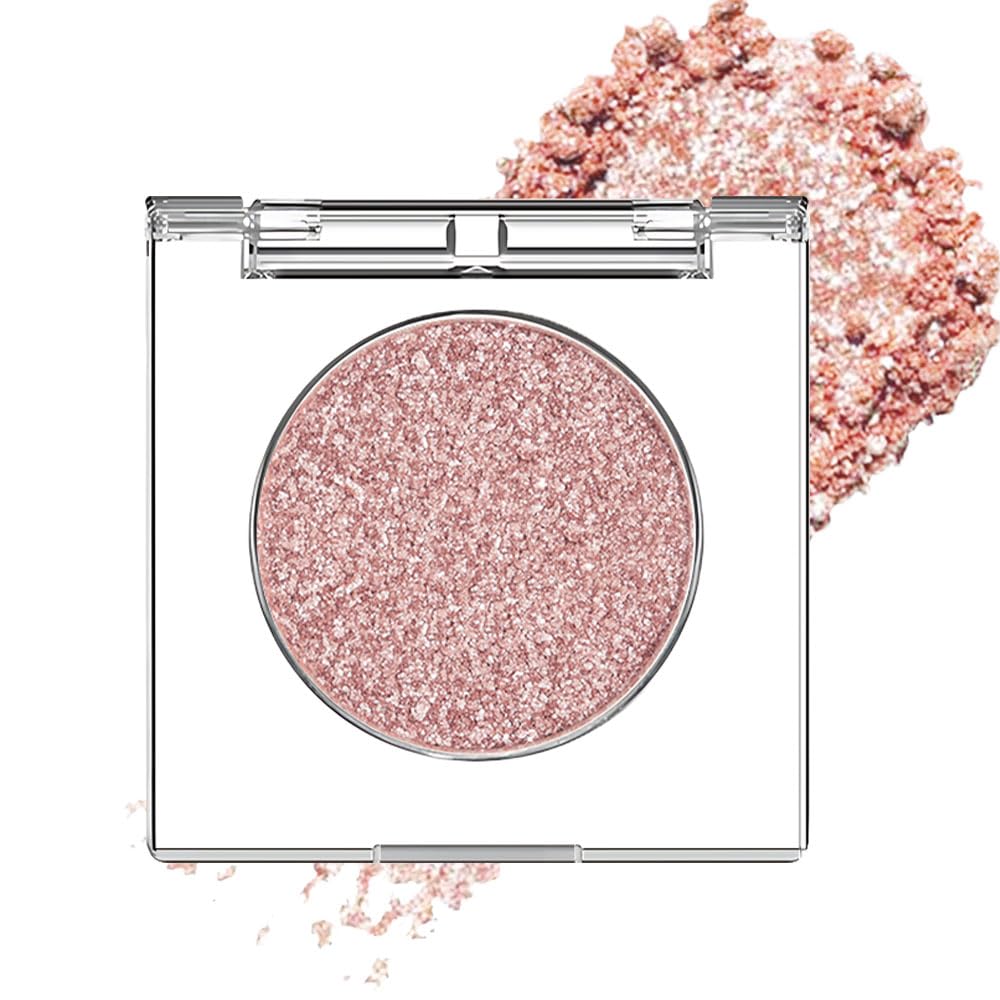 Champagne Pink Rose Monochrome Shimmer Eyeshadow Palette Makeup,Long Lasting Naturing-Looking Lightweight Glitter Single Eyeshadow,Neutral Powde Eye