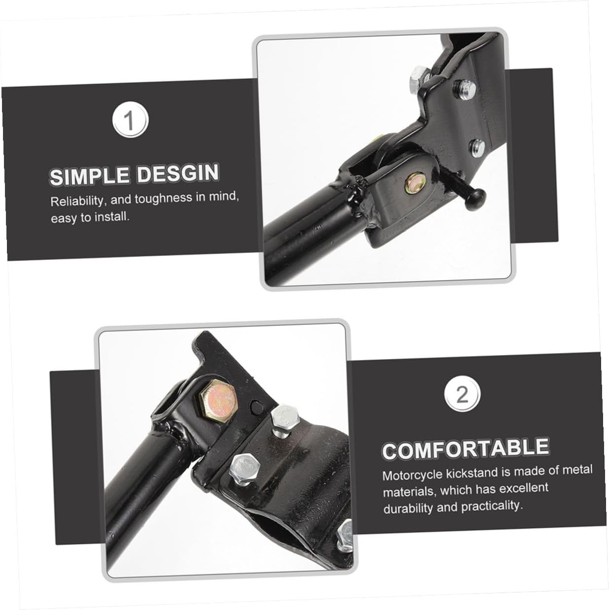 Motorcycle Kick Stand Replacement for Electric Scooter Metal Black
