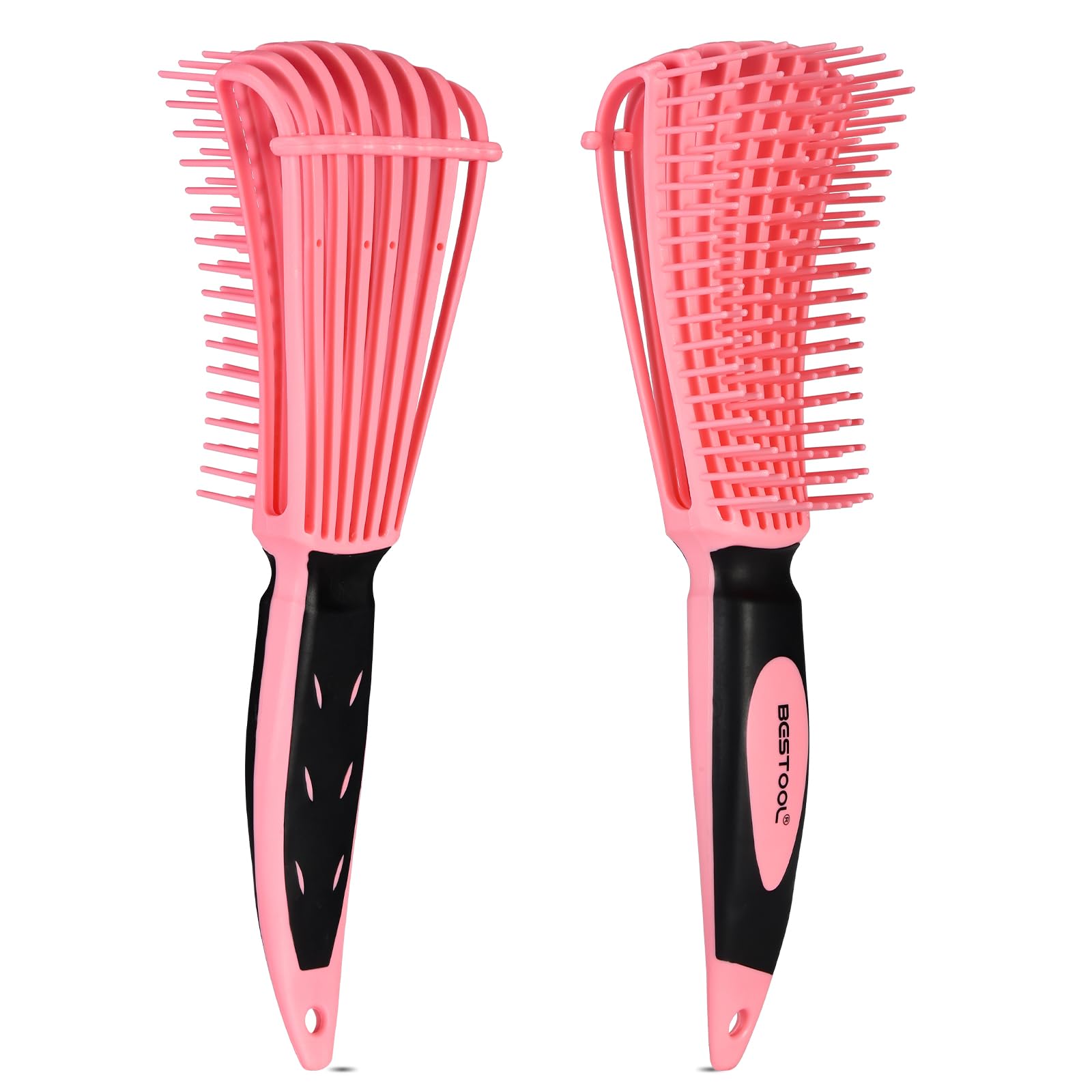 BESTOOL Cepillo desenredador Pro Detangle para desenredar el cabello afro 3/4abc, desenredar el cabello húmedo o seco más rápido y fácil (rosa)