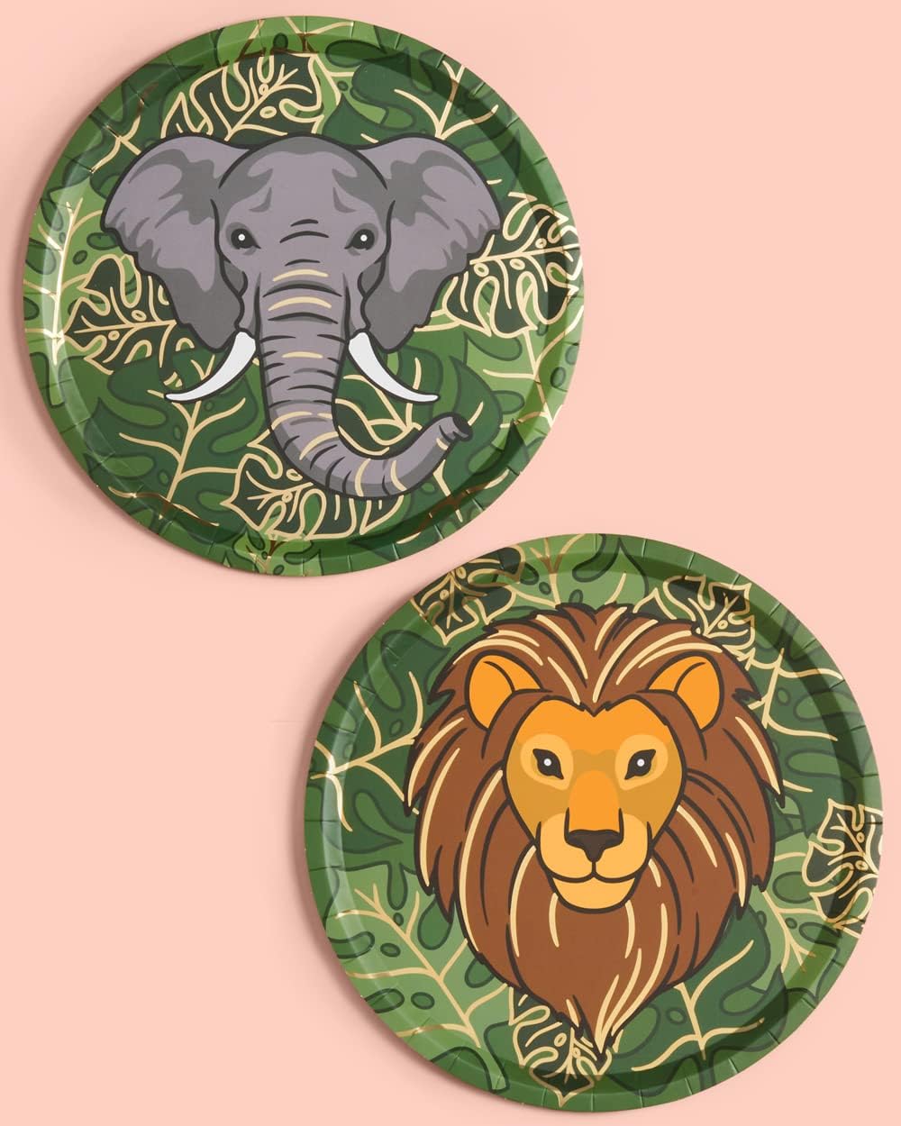 xo, Fetti Jungle Foil Paper Plates - 24 pk, 9" | Safari Theme Party Decorations, Zoo Animal Birthday Party Supplies, Baby Shower Favors