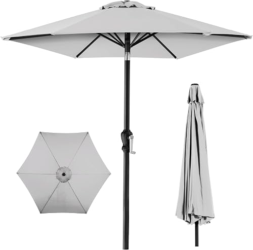 Best Choice Products 10ft Outdoor Patio Umbrella, Outdoor Table Umbrella, Yard Umbrella, Market Umbrella with 8 Sturdy Ribs, Push Button, Tilt and Crank - Fog Gray