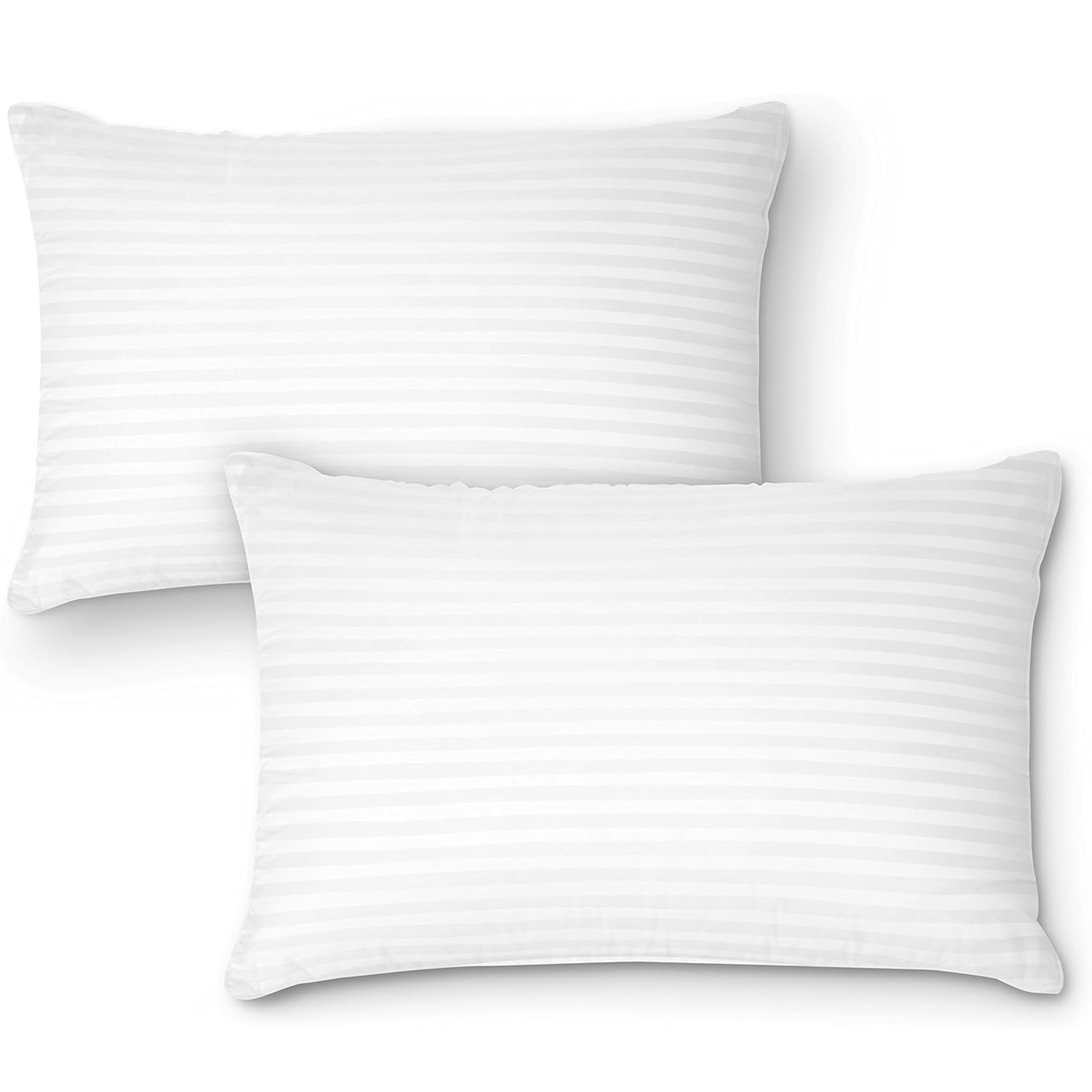 Olivia Rocco Stripe Hotel Pillows 2 Pack Luxury Hollowfibre Filling Pillow Soft Medium Support for Back and Side Sleepers Comfy Supportive & Hypoallergenic
