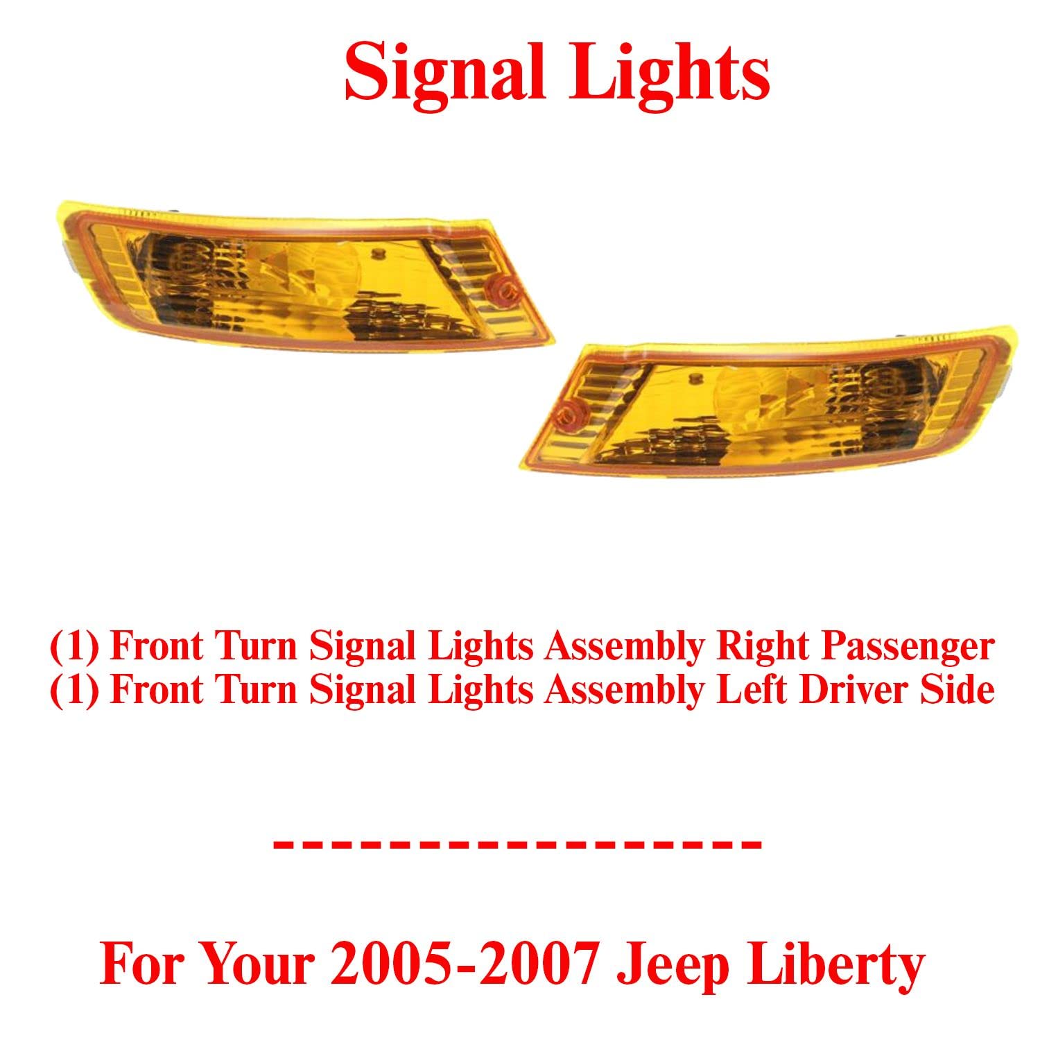 US AUTO PARTS PLUS New Front Turn Signal Lights Assembly Right Passenger & Left Driver Side Direct Replacement For Jeep Liberty 2005-2007 55156766AE 55156767AE CH2521143 CH2520143