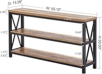 Vista 3 de FATORRI Console Table for Entryway, Wood Sofa Table, Rustic Hallway Tables with 3-Tier Shelves for Living Room, Foyer (55 Inch, Rustic Oak)