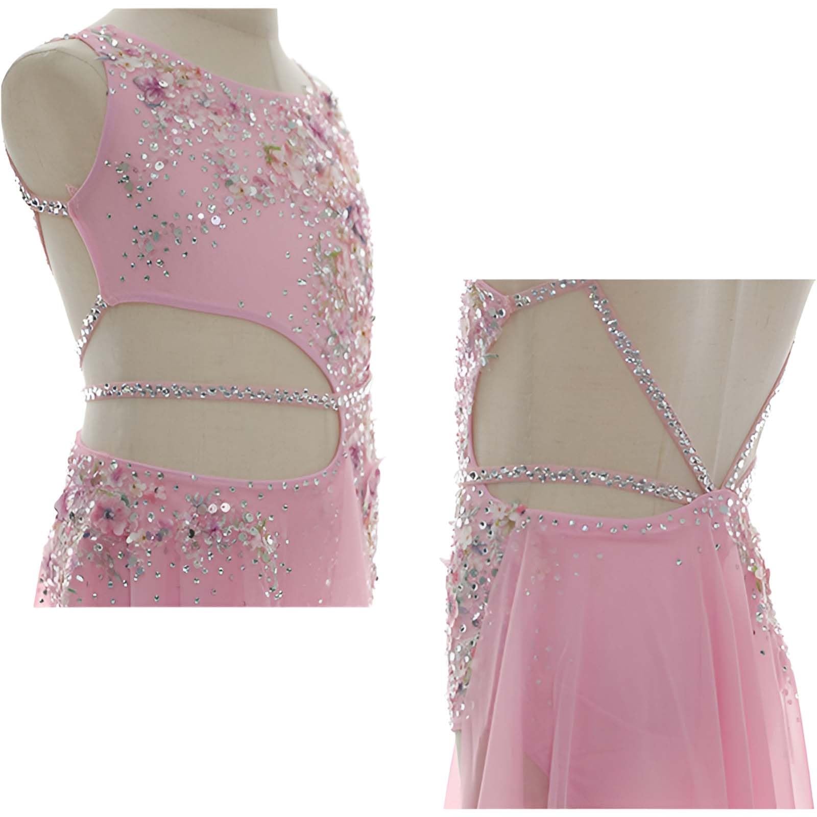 Vestido de Danza Lírica Mujer de un Hombro con Pedrería para Escena
