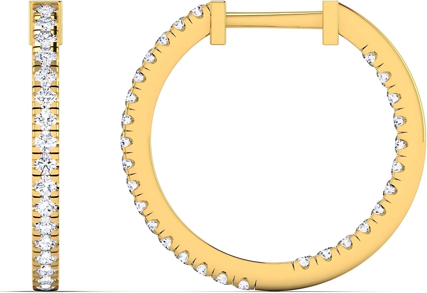 0.49 Carat Diamond Hoop Earrings for Women in 14K White Gold/Yellow Gold | F-G Color, SI Clarity | Elegant Small Gold Hoops with Lab-Grown Diamonds - Image 4