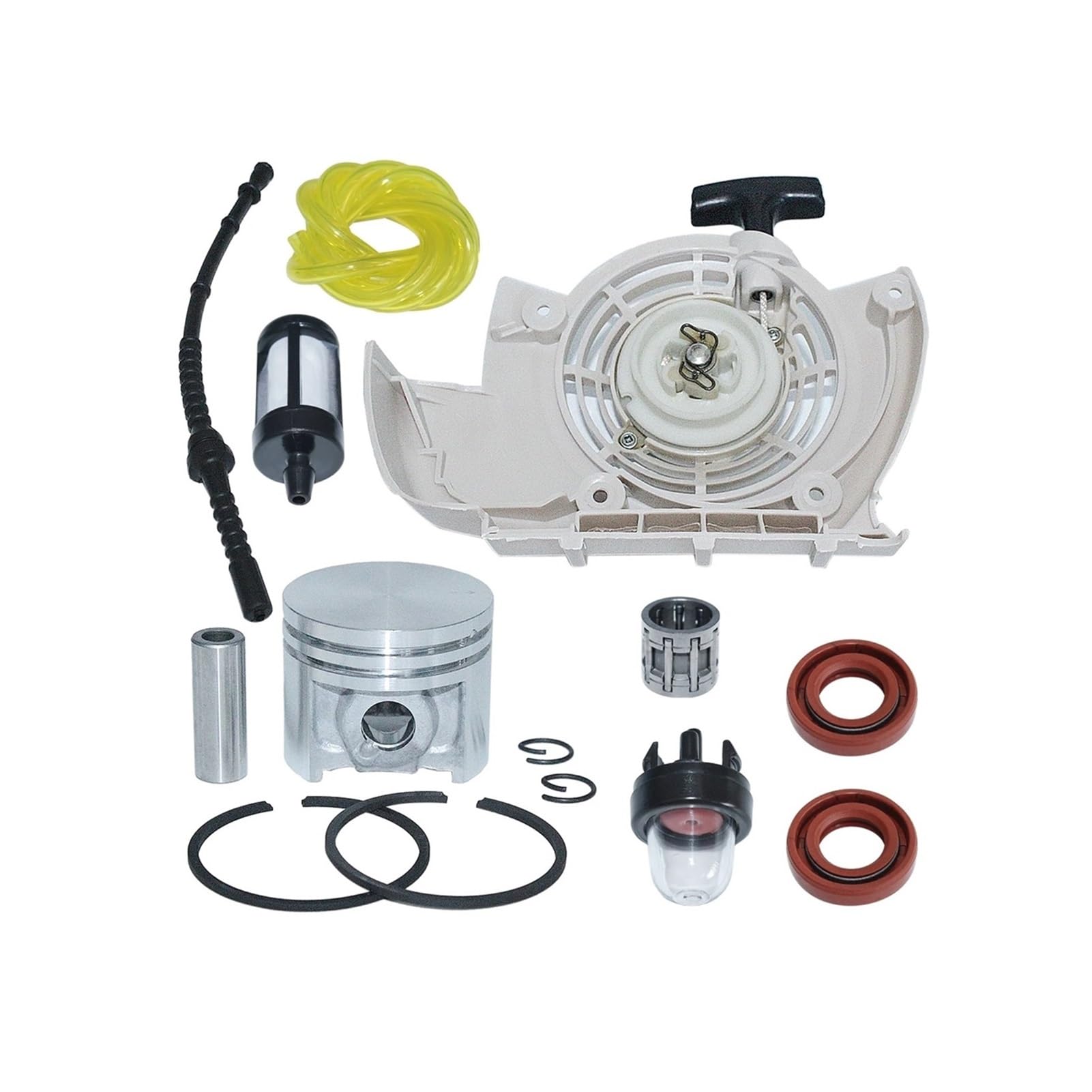 Arrancador de Retroceso Apto for FS120 FS200 FS250 Kit de línea de Filtro de Combustible de pistón de 40mm Piezas de Herramientas de jardín de césped de 4 Tiempos
