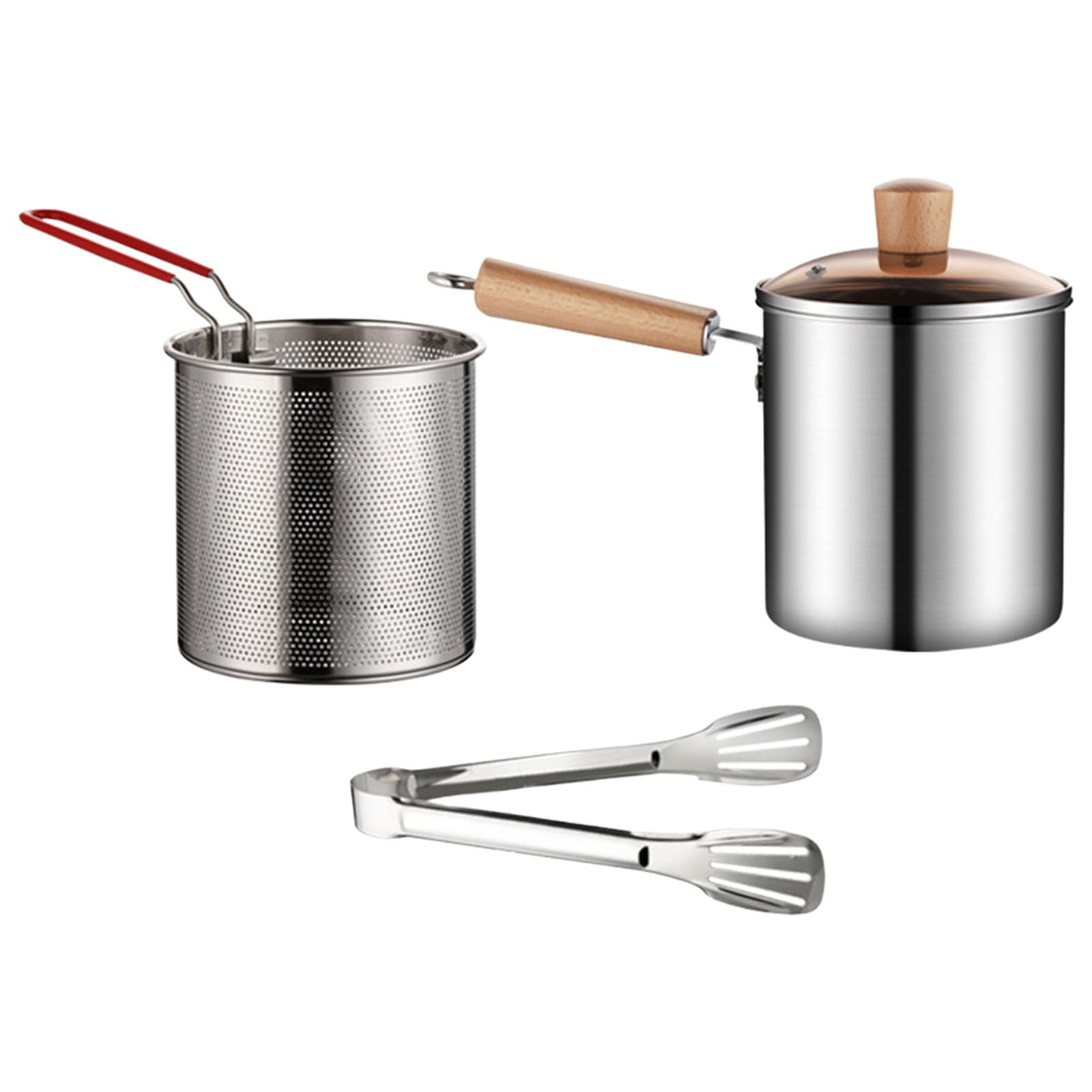 Sartén profesional pequeña profunda con cesta coladora, herramientas de cocina, freidoras de acero inoxidable, utensilios de cocina, freidora de aceite compacta con cesta de filtro