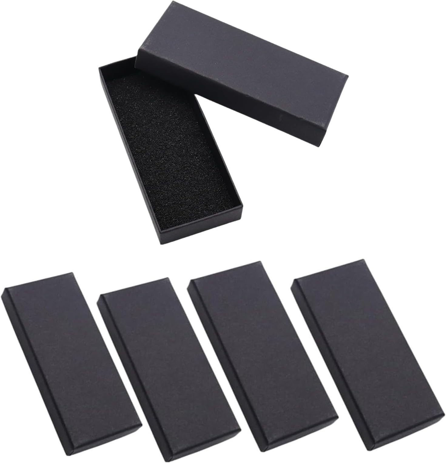 5 Pieces Pocket Folding Knife Boxes Universal Square Collection Cardboard Square Gift Box with Absorbent Sponge Pad Black Hard (M:4.72x2.09x0.78 Inches)