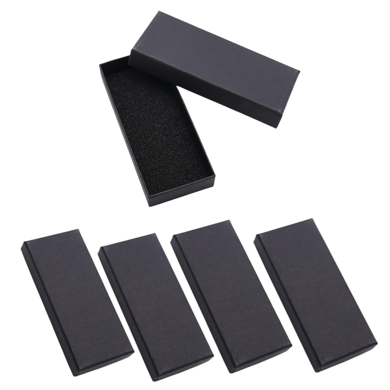 5 Pieces Pocket Folding Knife Boxes Universal Square Collection Cardboard Square Gift Box with Absorbent Sponge Pad Black Hard (M:4.72x2.09x0.78 Inches)