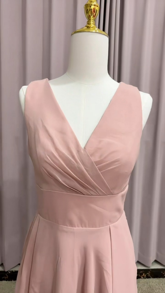 Amazon.com: Ruffle Chiffon Bridesmaid Dresses for Women with Slit V Neck  Long Formal Evening Gown Wedding Dusty Rose : Clothing, Shoes & Jewelry