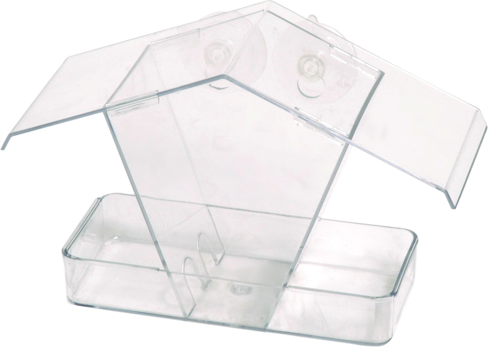 dobar11503 Window birdhouse feed dispenser made of plastic, feed house feed station transparent to hang up, with suction cups, 24 x 9.6 x 15 cm