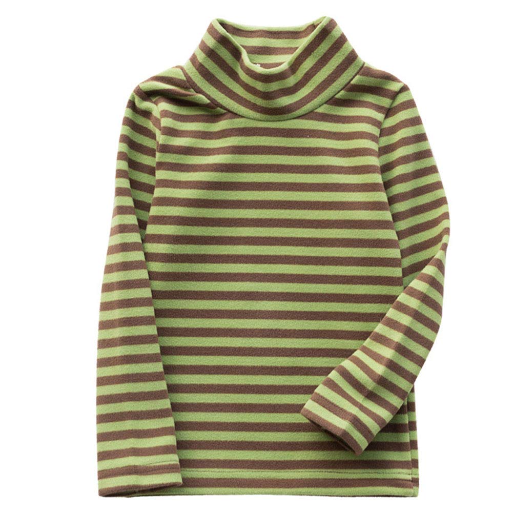 JWWN Little Boys Girls Thermal Tops Kids Winter Undershirt Stripe Turtleneck Fleece Baselayer Long Sleeve T Shirts