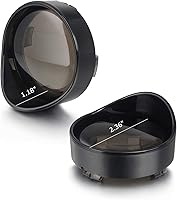 Vista 2 de NTHREEAUTO - Cubierta de lente de señal de giro de bala ahumada de 2 pulgadas con biseles de viseras negras, compatible con Harley Sportster Dyna