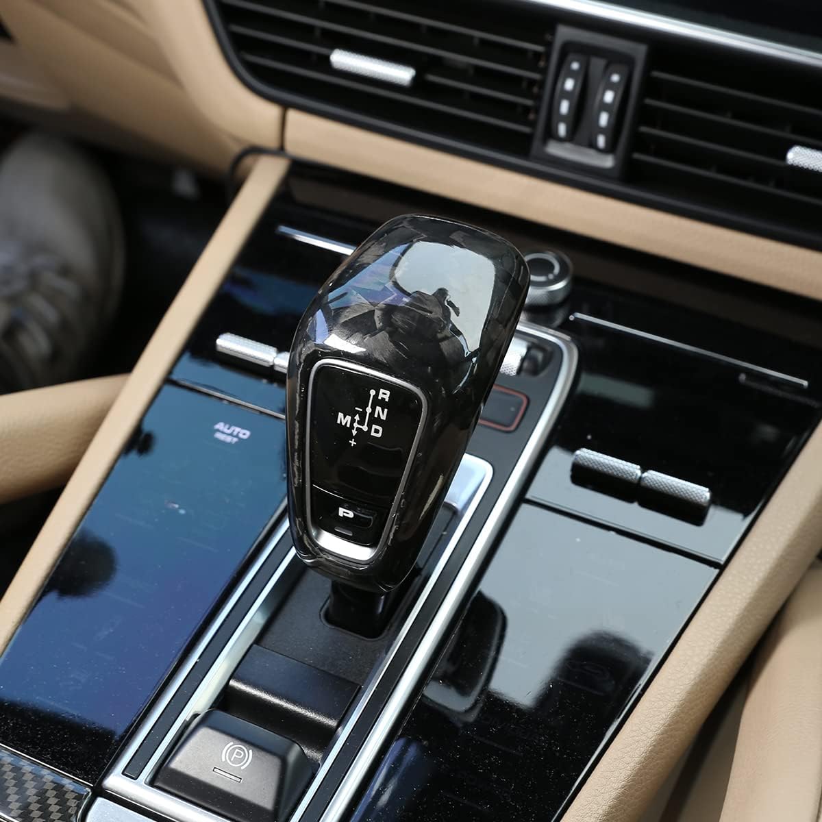 for Porsche Cayenne 2018 2019 2020 Gear Shifter Knob Head Cover Decoration Car Interior Accessories (Forged Carbon Fiber)