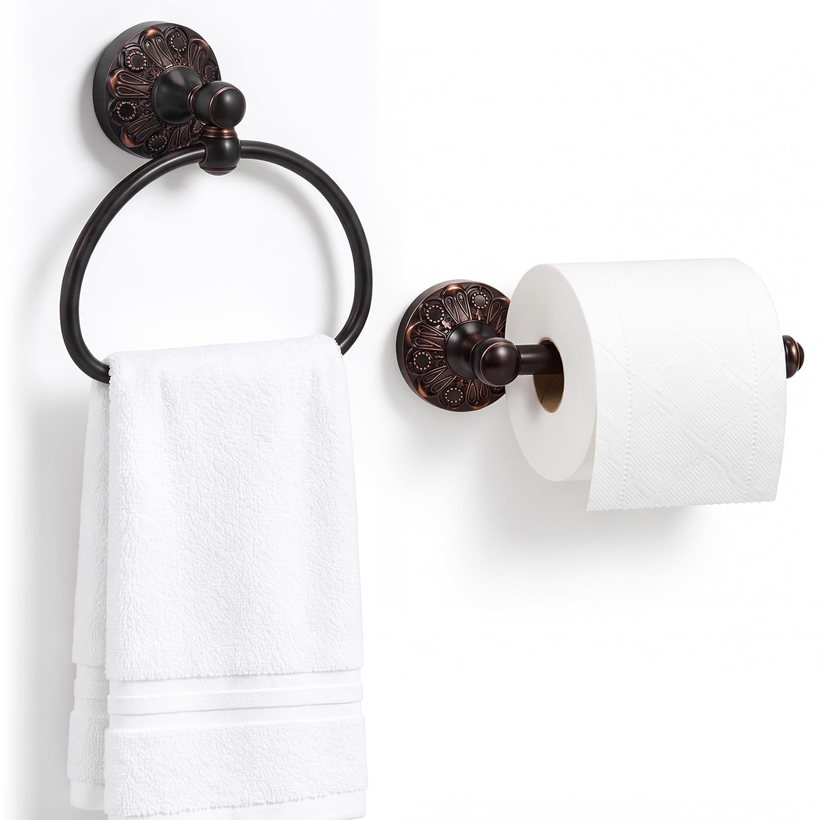 2 Pcs Toilet Paper Holder Towel Ring, Brass, Rectangle — Amazon image 13