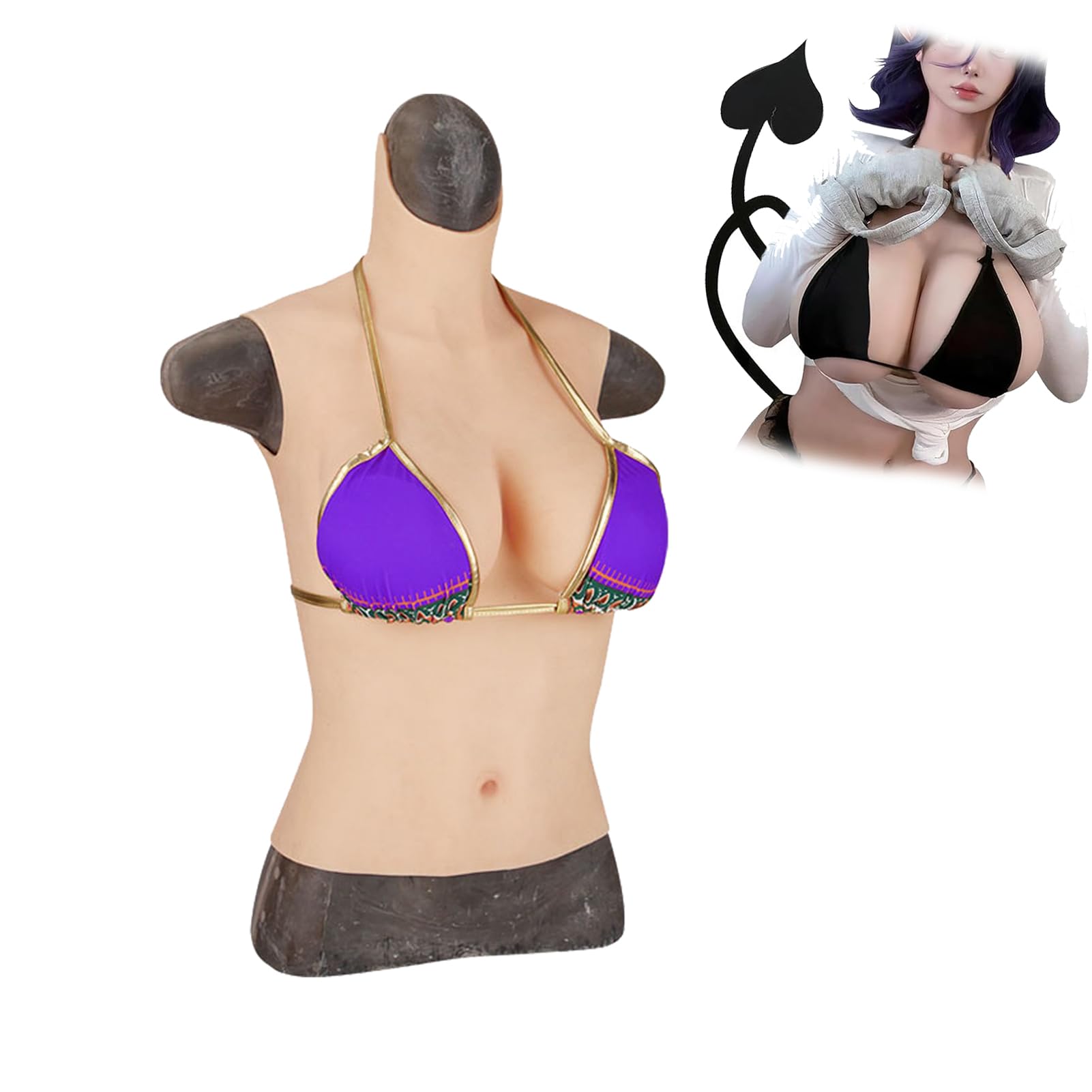 ProthèSes Mammaires en Silicone Plastron Demi-Corps Bonnet B-H Faux Rehausseur De Seins pour Travestis, Mastectomie, Transgenre,Cotton Color 1,H Cup