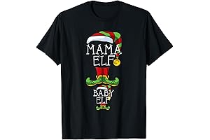 Matching Mama Elf and Baby Elf Pregnancy Xmas T Shirts Pajamas