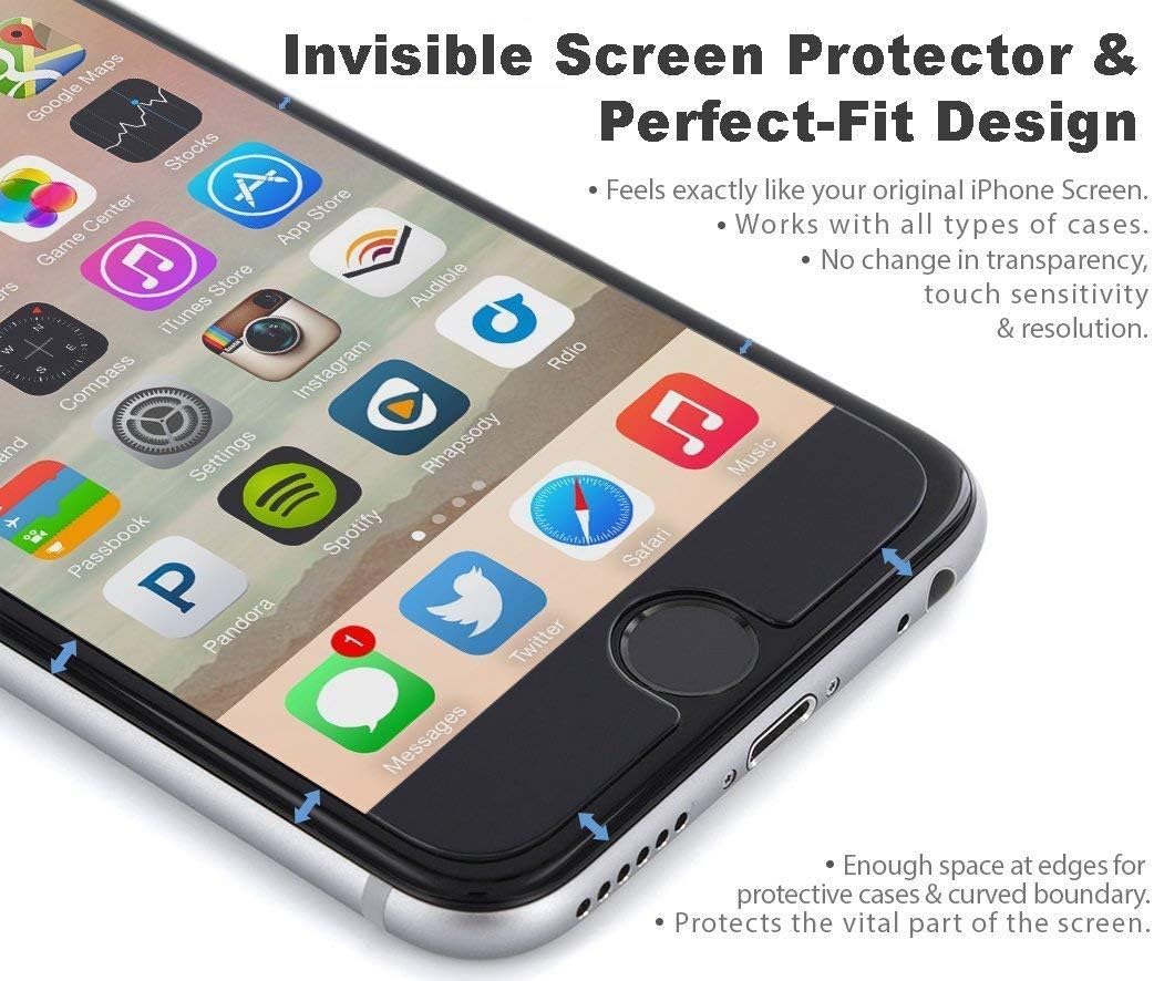 Halo Screen Protector Film High Definition (HD) Clear (Invisible) for iPhone 6 - [3 Screen Protectors in 1 Pack] - Lifetime Replacement Warranty