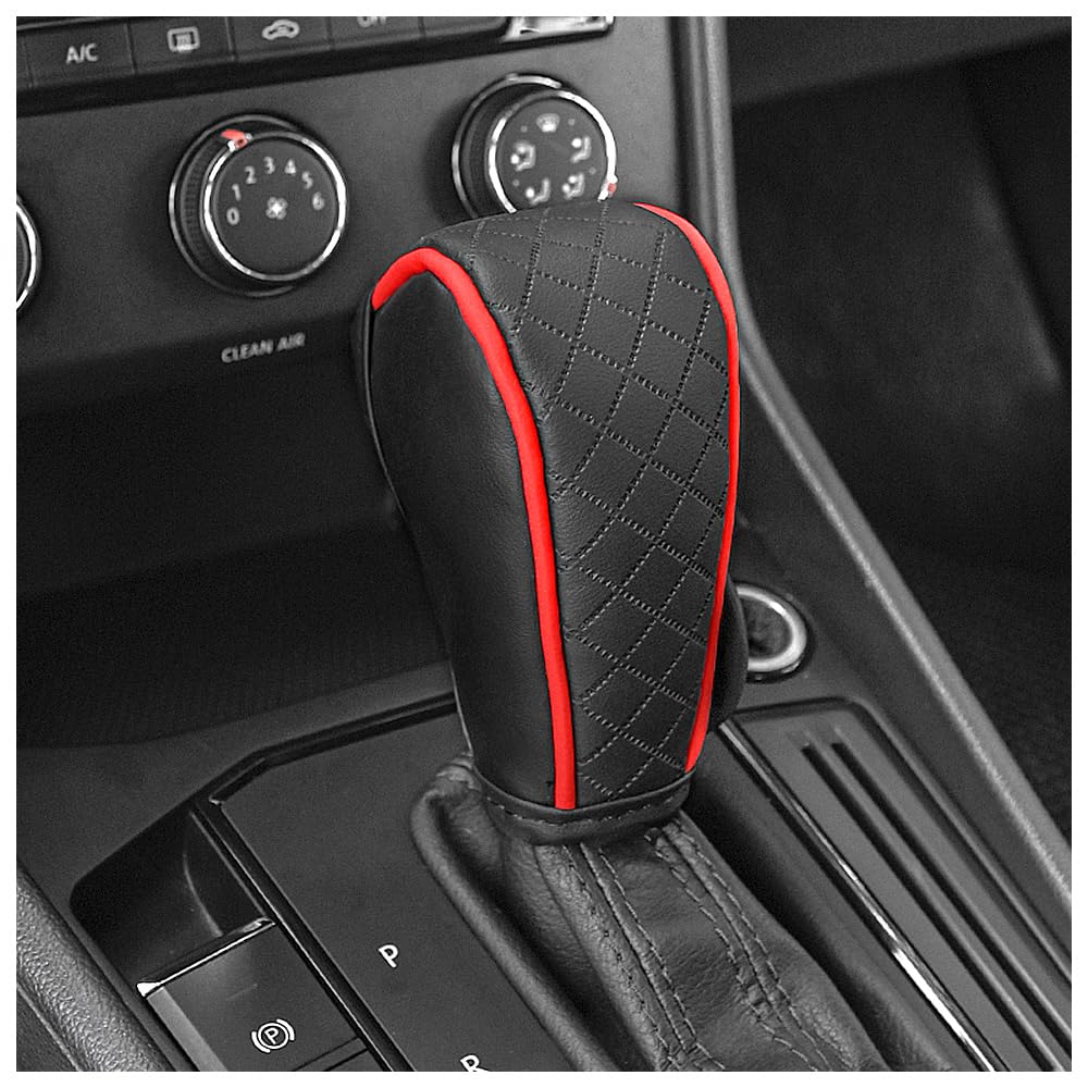 Leather Gear Shift Cover Diamond Embroidery Design Durable Shift Knob Cover for Shift Lever Protection Universal Car Gear