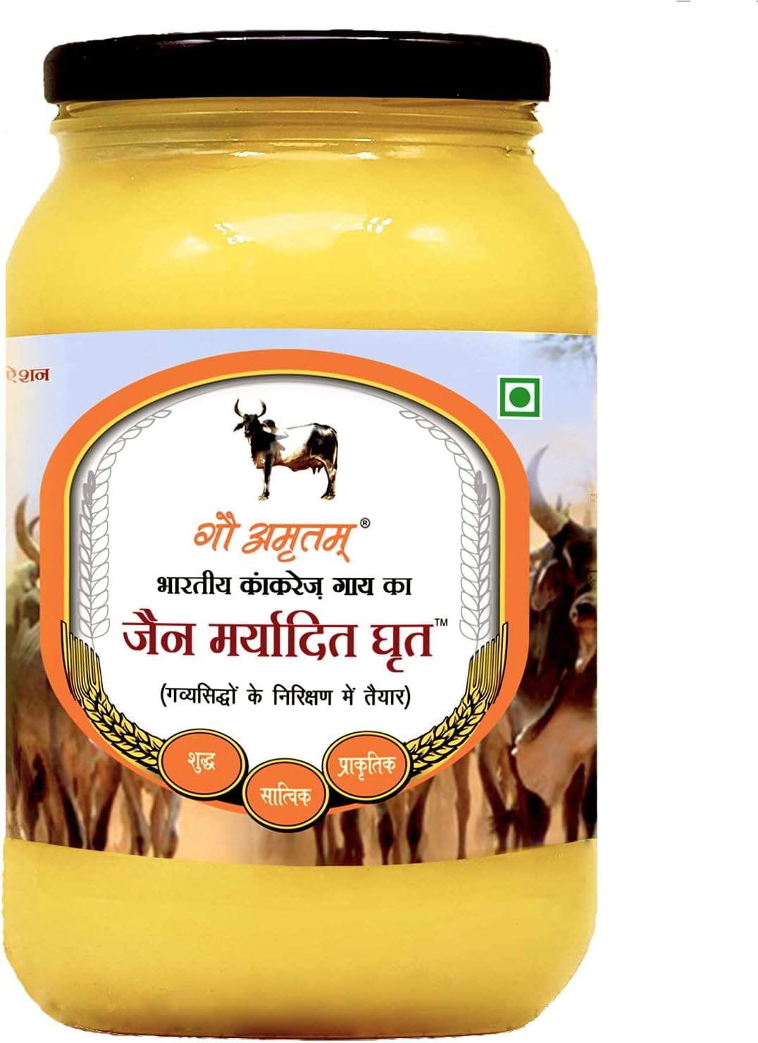 GAU AMRITAM Jain Maryadit Ghrit Desi kankrej Cow Vedic Organic A2 Ghee, 500ml ( 16.90 OZ)