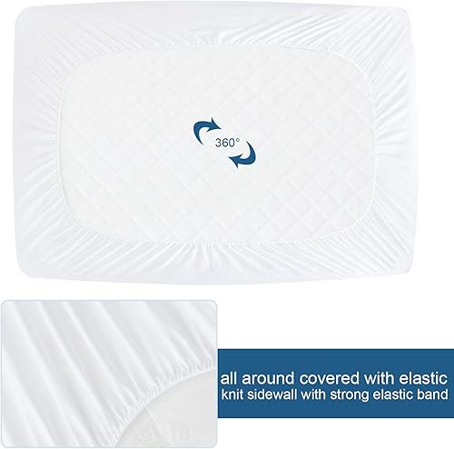 Miniatura 6 de Springspirit Protector de colchón impermeable tamaño individual extra largo XL de rizo con bolsillo de hasta 14 pulgadas de profundidad ultra suave