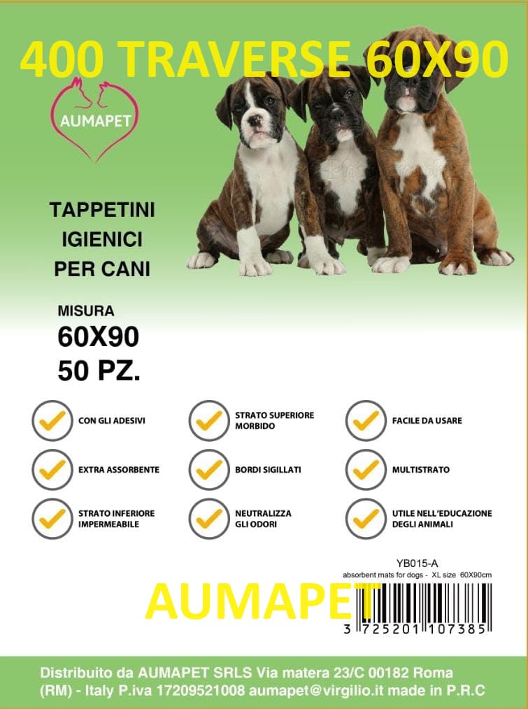 400 TAPPETINI ASSORBENTI per Cani 60X90 Traverse Cane TAPPETINI IGIENICI