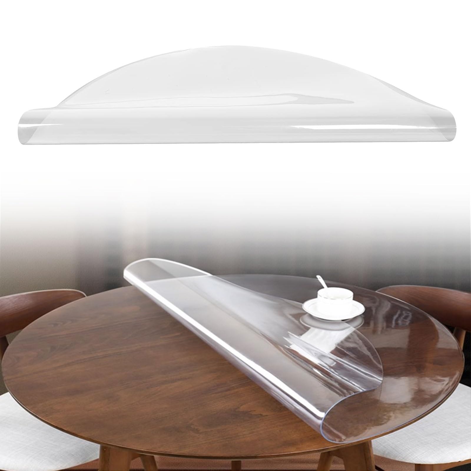 Protector Mesa Transparente,Mantel Redondo Transparente,1.5 mm Película de Mesa Redondo Diámetro 30-160 cm Mantel de PVC esmerilado Alfombrilla para silla ara Suelos Duros(Claro,Diameter 146cm)