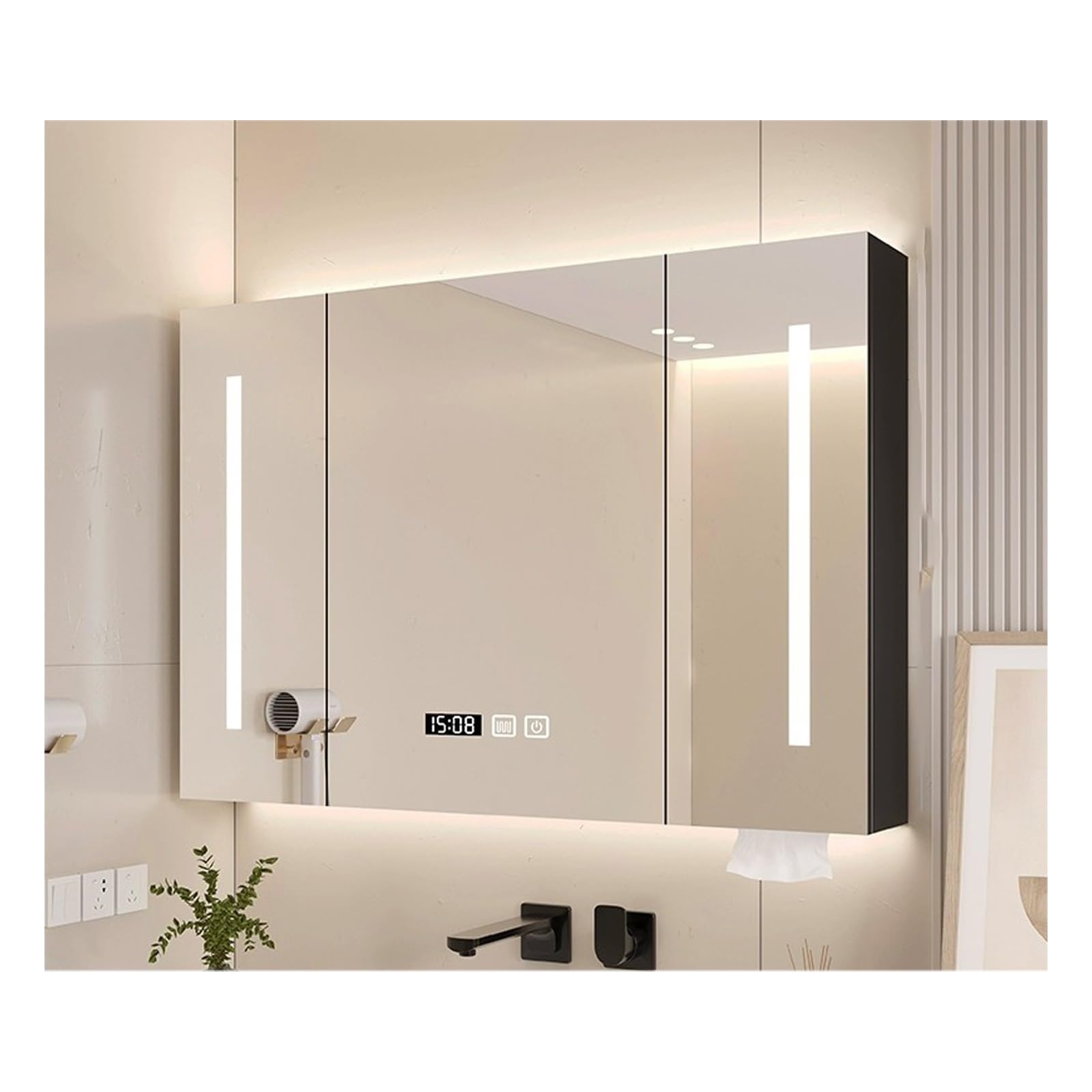 FLYIODFCXV bathroom mirror cabinet, Suitable For Home Bathrooms, Apartment Toilets, Hotel Room And Other Scenarios(Black,90 * 70cm/35.4 * 27.5in)