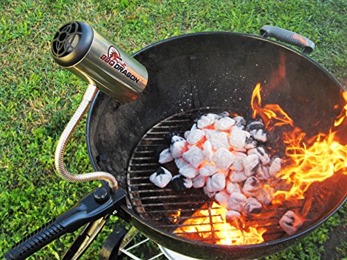 BBQ Dragon Charcoal Fan - Cordless Grill Fan for Camping, Fireplace, and Smokers - Heavy Duty BBQ Air Blower with Adjustable Clamp - Portable Fire Blower for Fireplace and Campfire