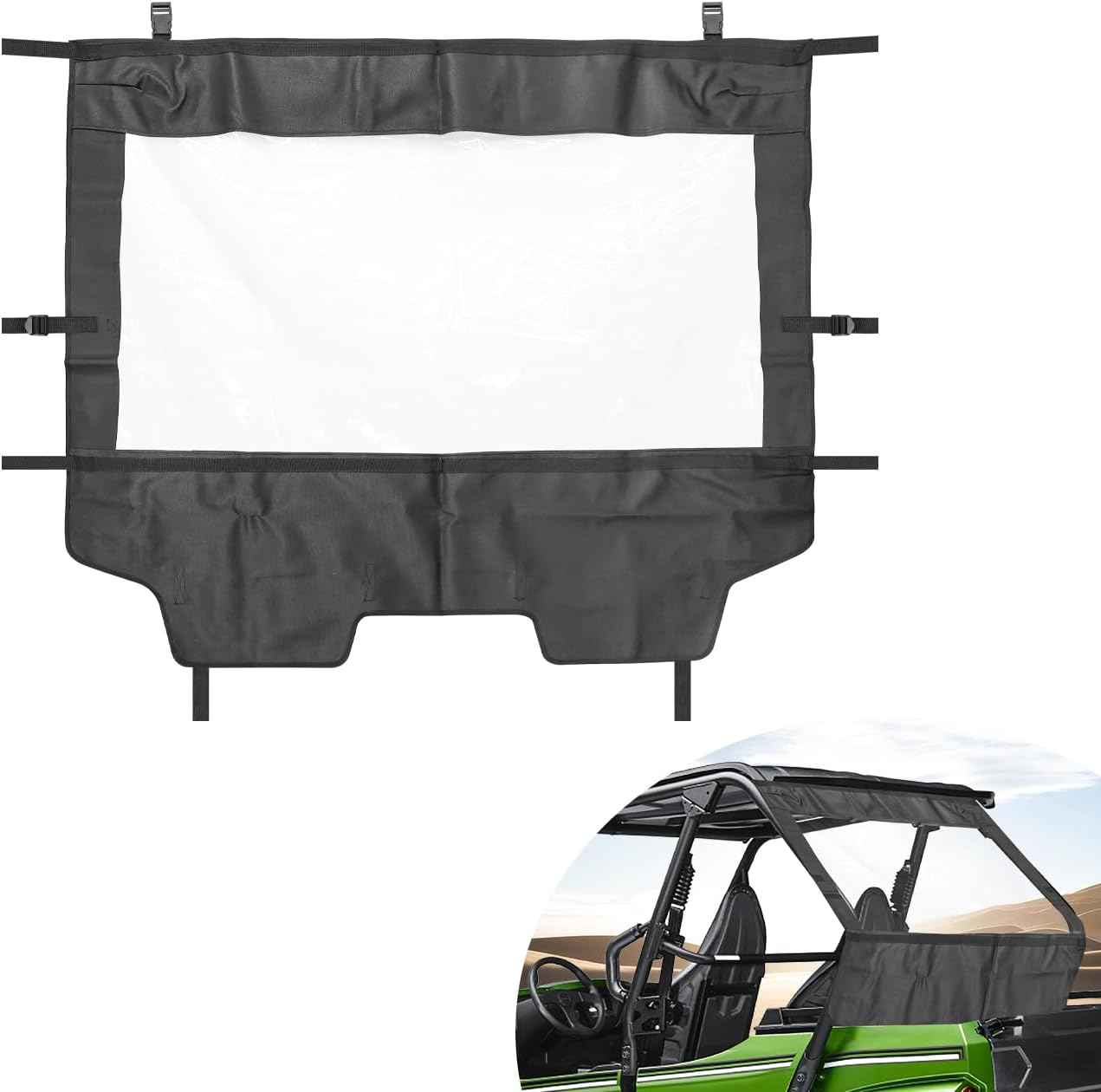 Soft Full Rear Windshield Rear Window Rear Wind Guard Compatible with for UTV Kawasaki Teryx4 800 2014 2015 2016 2017 2018 2019 2020 2021 2022 2023 2024