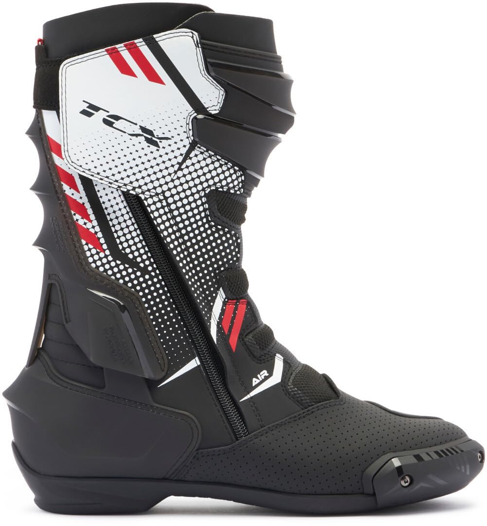 TCX S-tr1 Air Racing Boots, Stivale da Moto Uomo, con Tomaia in Microfibra Perforata al Laser, Chiusura con Zip Elastica Laterale e Velcro
