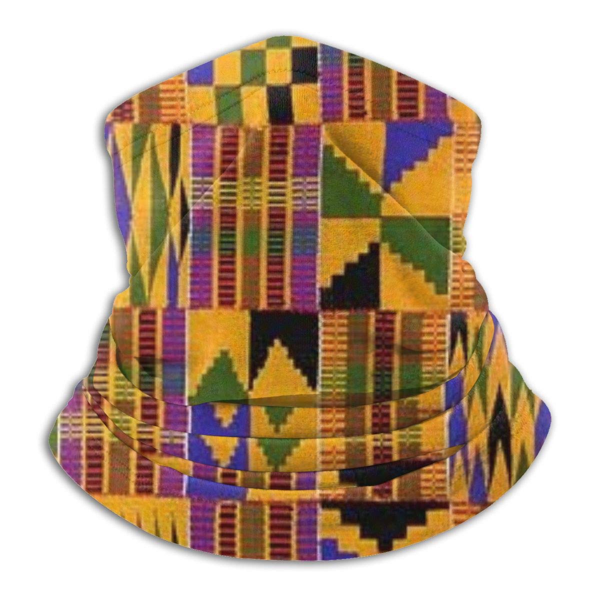 Ghana Kente Cloth Balaclava Breathable Face Mask Scarf Microfiber Neck Warmer for Unisex