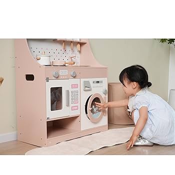 木製キッチンと洗濯機セット ピンク BTM 【8/10限定全店P5倍！】ままごと キッチン 木製 台所 洗濯機