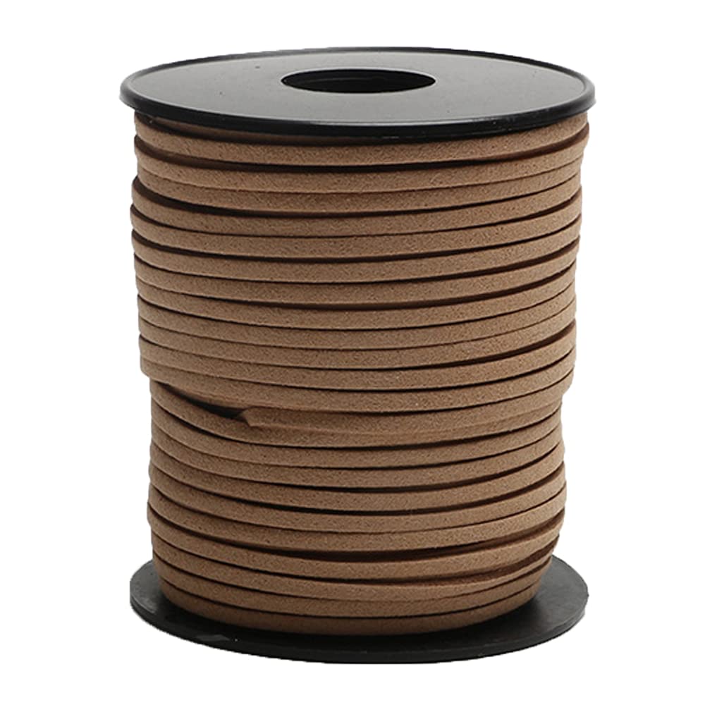 50 Yards 3mm Jewelry Making Beading Craft Thread Light Coffee Faux Leather Suede Cord Gift Wrapping Yarn Knitting Materials