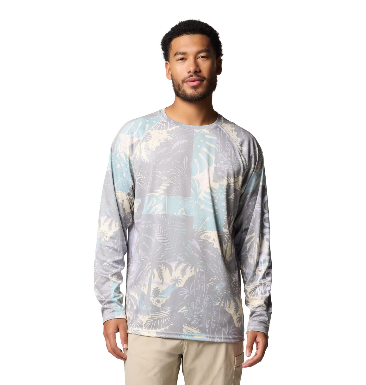 Columbia Men's Terminal Tackle Long Sleeve Fishing Shirt, Lemon Wash Tarpon Trek, XL