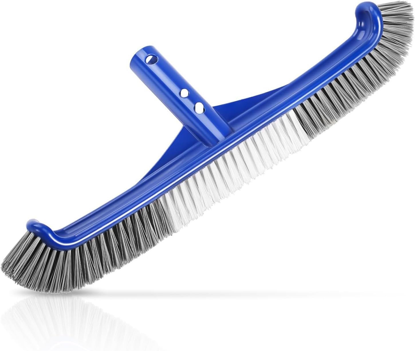 Pool Brush Head, 17.5"" Pool Brushes for Cleaning Pool Walls, Curved Ends High-Efficiency Scrub Brush,Premium Nylon Bristles Brush with EZ Clip, Blue