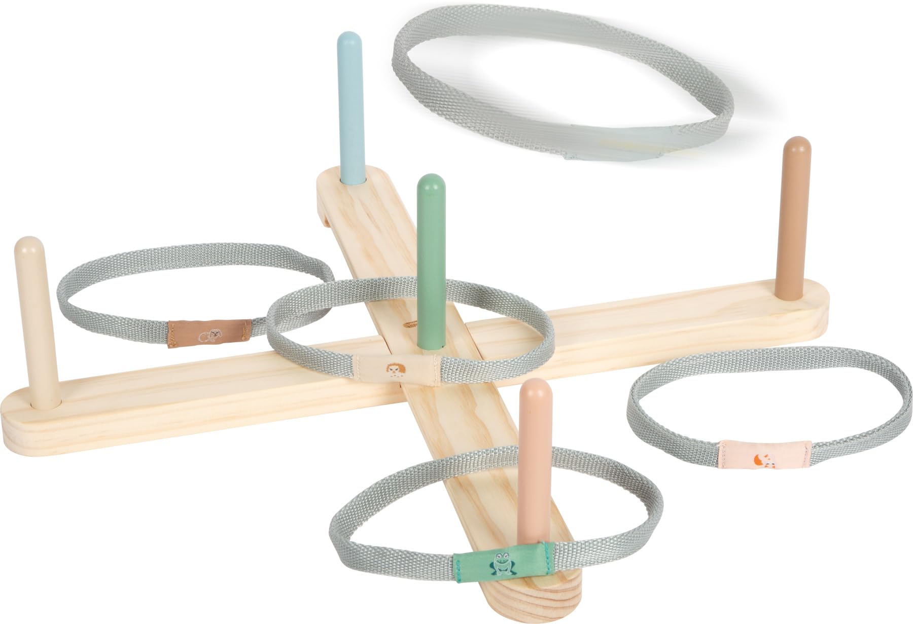 small foot Ring Toss Game 'Garden Buddies', wood, cute animal motifs, 5 targets & rings, for ages 3+ years, 12647
