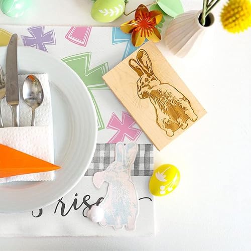 Miniatura 4 de ARKENY Juego de 4 manteles individuales de Pascua con diseño de búfalo y cruz de Pascua de 12 x 18 pulgadas, decoración de mesa de casa de campo