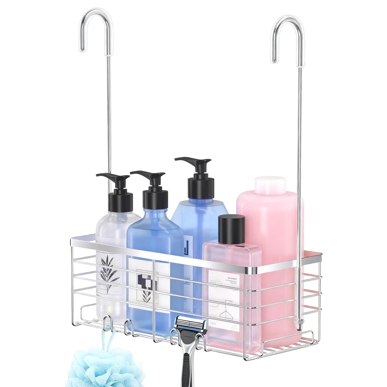Amestar Hanging Shower Caddy Over the Door Organizer Rack Stainless Steel Rustproof Shower Shelves Large Storage Shelf for