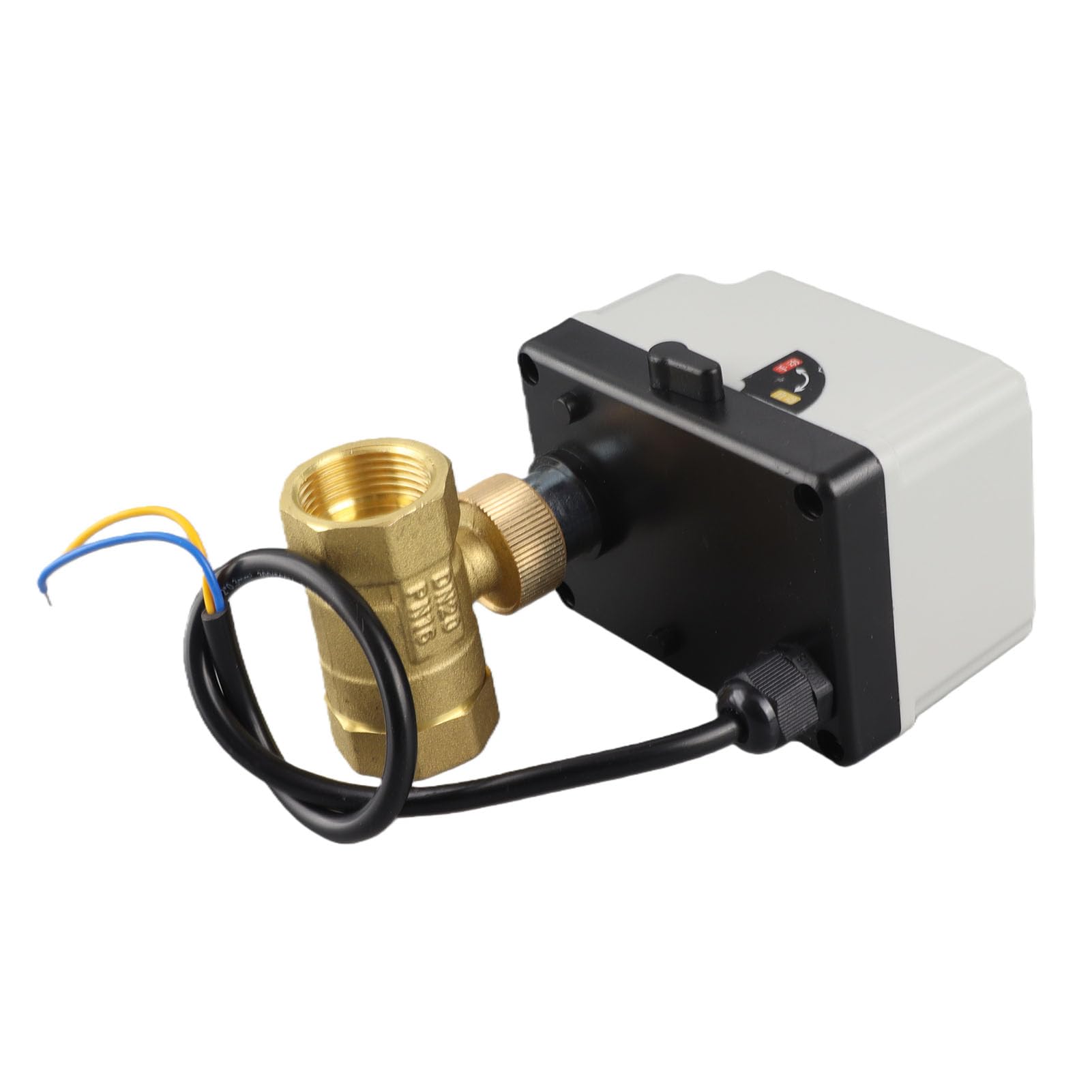 Valvola a Sfera Motorizzata Valvola a Sfera Elettrica 2 Vie DN20 3/4in Normalmente Chiusa DC12-24V IP54 Corpo in Ottone Guscio in ABS con 1,6MPa 90C per Glicole