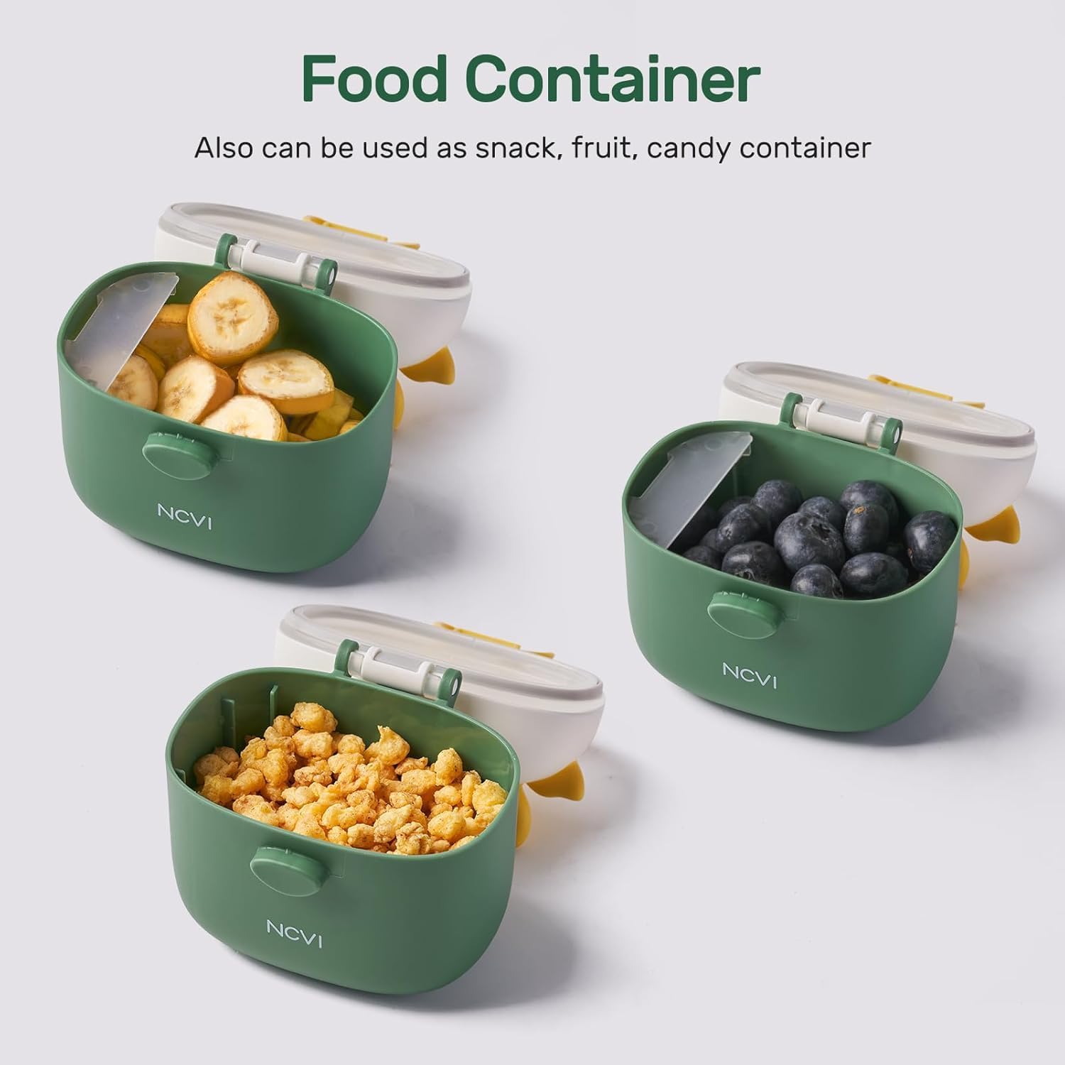 Bebamour Baby Formula Dispenser On The Go, Formula Container to Go, Formula Holder for Travel, Candy Fruit Snack Storage Container with Scoop and Leveller (Green) 4