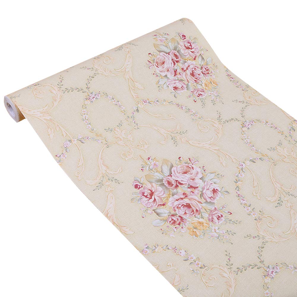 Yifasy Retro Floral Shelf and Drawer Liner 393x17.7 Inch Big Roll Peel & Stick Shelving Paper Beautify Cosmetic Jewelry Storage Organizer Photo Wall Yellow Rose