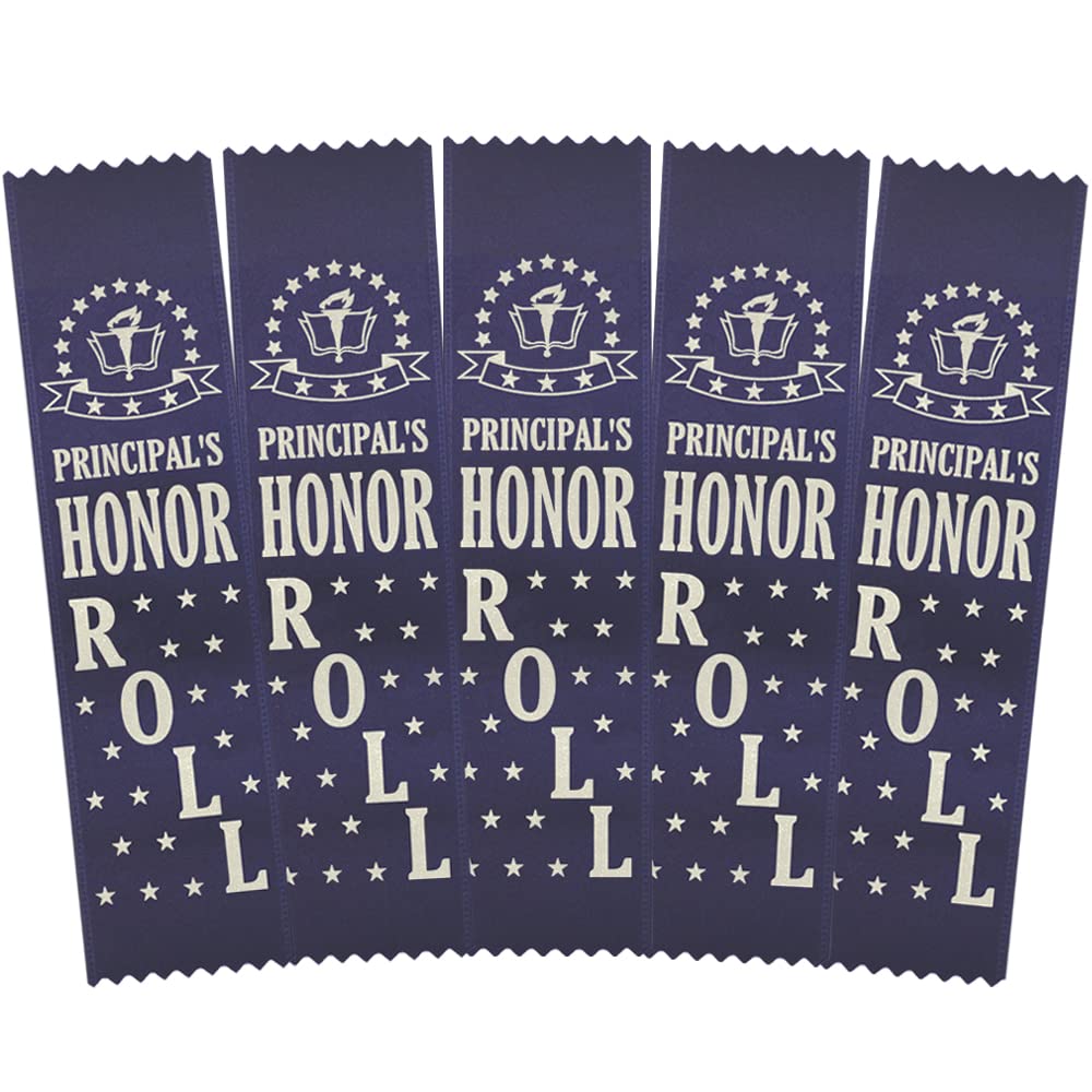 RibbonsNow Principal's Honor Roll Award Ribbons - 500 Navy Blue Bookmark Style Ribbons