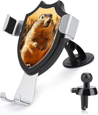 Hand Drawn Groundhog Car Phone Holder Air Vent Cell Phone Stand Universal Automobile Cradle Fit for All Smartphones and Car Models Black