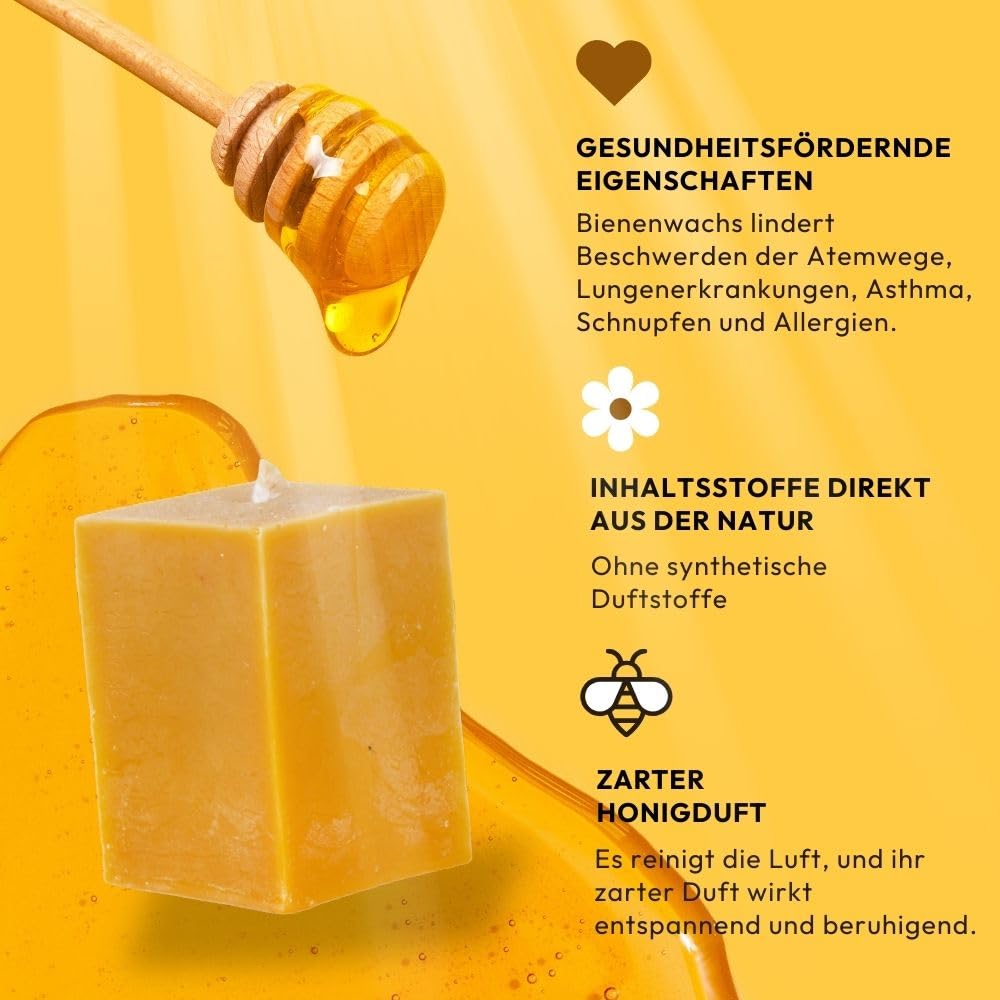 Bougies Cire D'Abeille Pure BeesWax World - Cubes Artisanaux 100% Naturelles - 4 Tailles