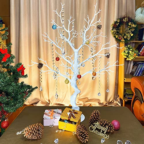 FURIJING White Artificial Tree for Tree Centerpiece for Weddings Birthday Home Indoor Outdoor Decor.Ornament Display Tree Manzanita Tree Centerpieces 30 inch Tabletop Tree