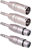 Seefeful 1/4" TRS to XLR Adapter 4-Pack: 2 Male & 2 Female Balanced Quarter Inch to XLR for Mixers, Mics, Amps